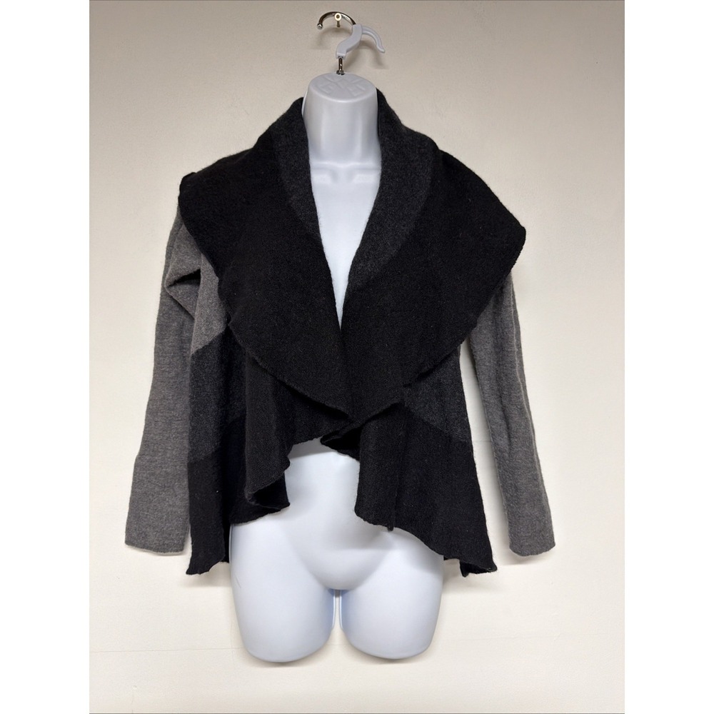 Eileen Fisher Cardigan Size M Womens Open Front Long Sleeve 100% Merino Wool
